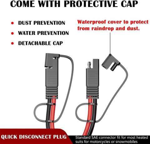 SAE Extension Cable 12AWG 3.3FT for Car RV Solar