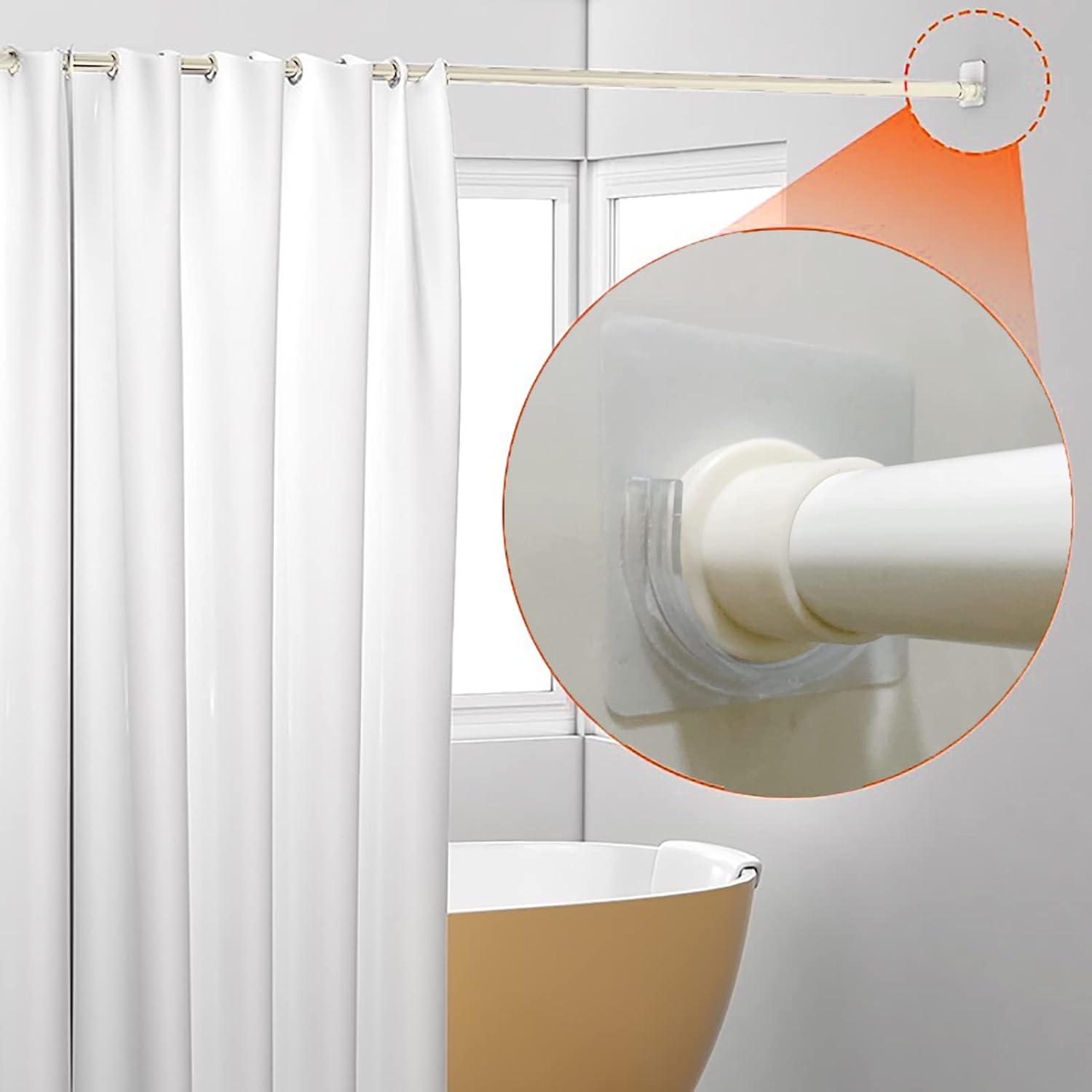 Venupple Shower Rod Holder, 4 Pack Tension Curtain Rod Bracket No Drilling