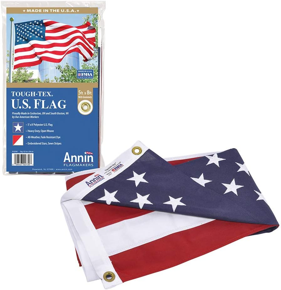 Annin Flagmakers (2730) Tough-Tex American Flag, Made in USA - 5 x 8 Feet