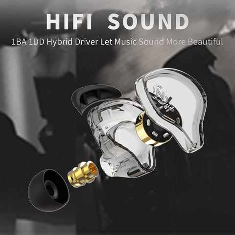 CCZ Yinyoo Melody in Ear Monitors Earphones Headphones Wired Earbuds without Microphone IEM HIFI Bass with 1DD 1BA, Ear fins, 4N OFC Cable for Musicians, Singer, on Stage, Studio (Purple, without mic)