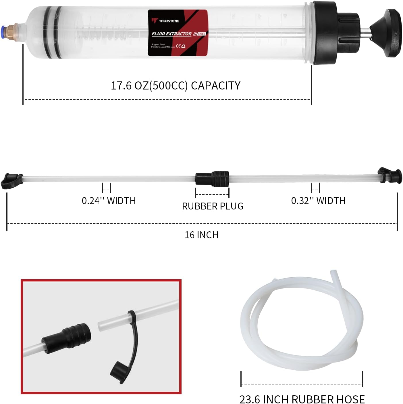 Thorstone 500cc Automotive Fluid Extractor Pump for Easy Oil Change