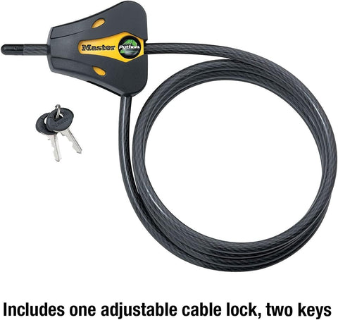 Master Lock - Keyed Alike Trail Camera Python Adjustable Cable Locks w/8 Keys, Model# 8419KA-4