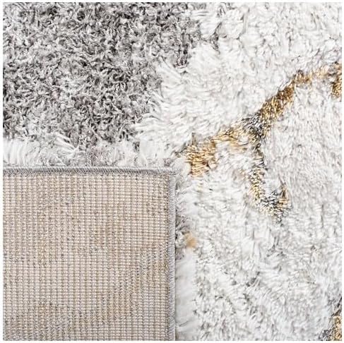 SAFAVIEH Horizon Shag Collection Accent Rug - 2' x 5', Grey & Gold, Non-Shedding & Easy Care, 2.6-inch Thick Ideal for High Traffic Areas in Entryway, Living Room, Bedroom (HZN890D)