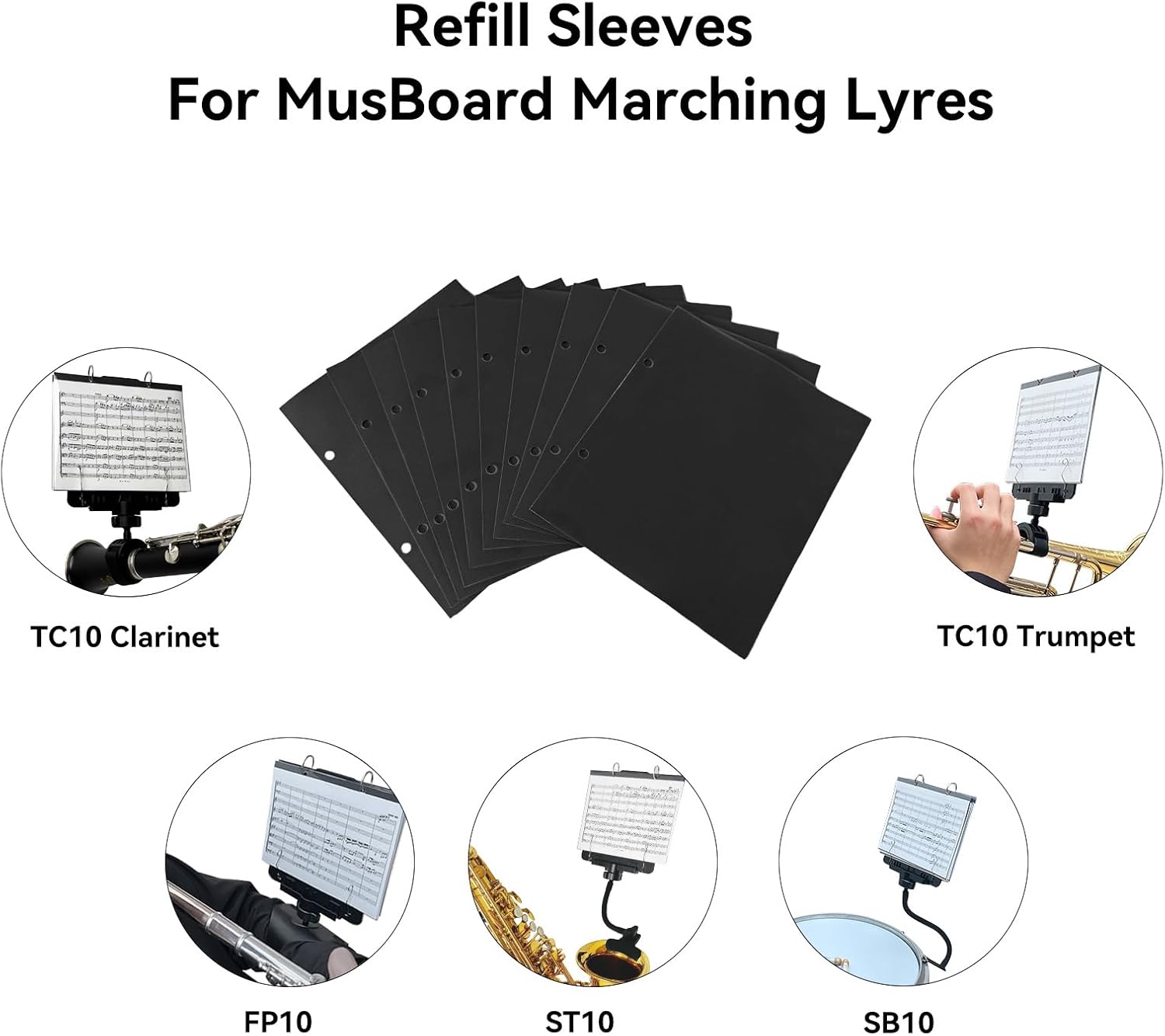 FPG10 Flip Folder Pages, 10 Replacement Sleeves for MusBoard Lyres