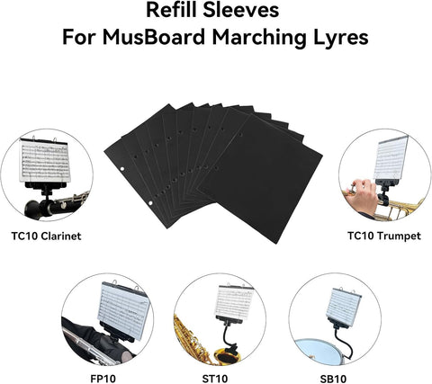 FPG10 Flip Folder Pages, 10 Replacement Sleeves for MusBoard Lyres