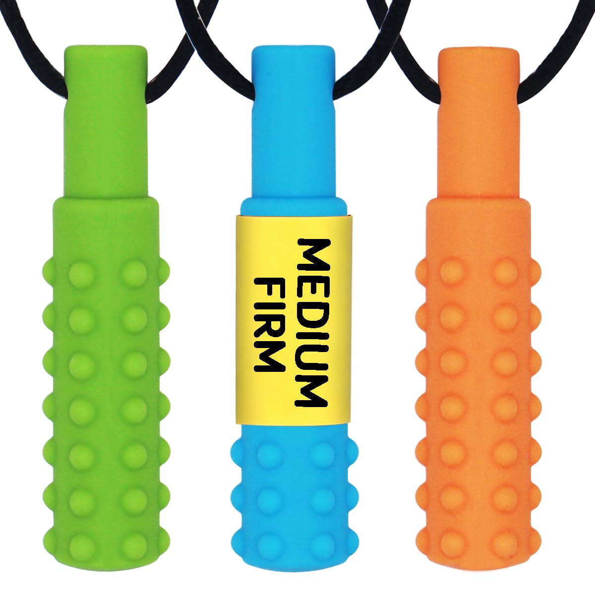Sensory Chew Necklace (3 Pack) - Sensory Oral Motor Aids Teether Toys for Autism, ADHD, Baby Nursing or Special Needs- Chewing Biting Fidgeting for Kids Adult Chewers (Standard Firm)