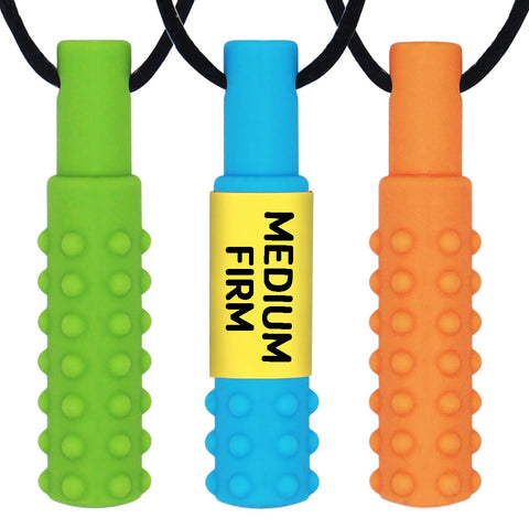 Sensory Chew Necklace (3 Pack) - Sensory Oral Motor Aids Teether Toys for Autism, ADHD, Baby Nursing or Special Needs- Chewing Biting Fidgeting for Kids Adult Chewers (Standard Firm)
