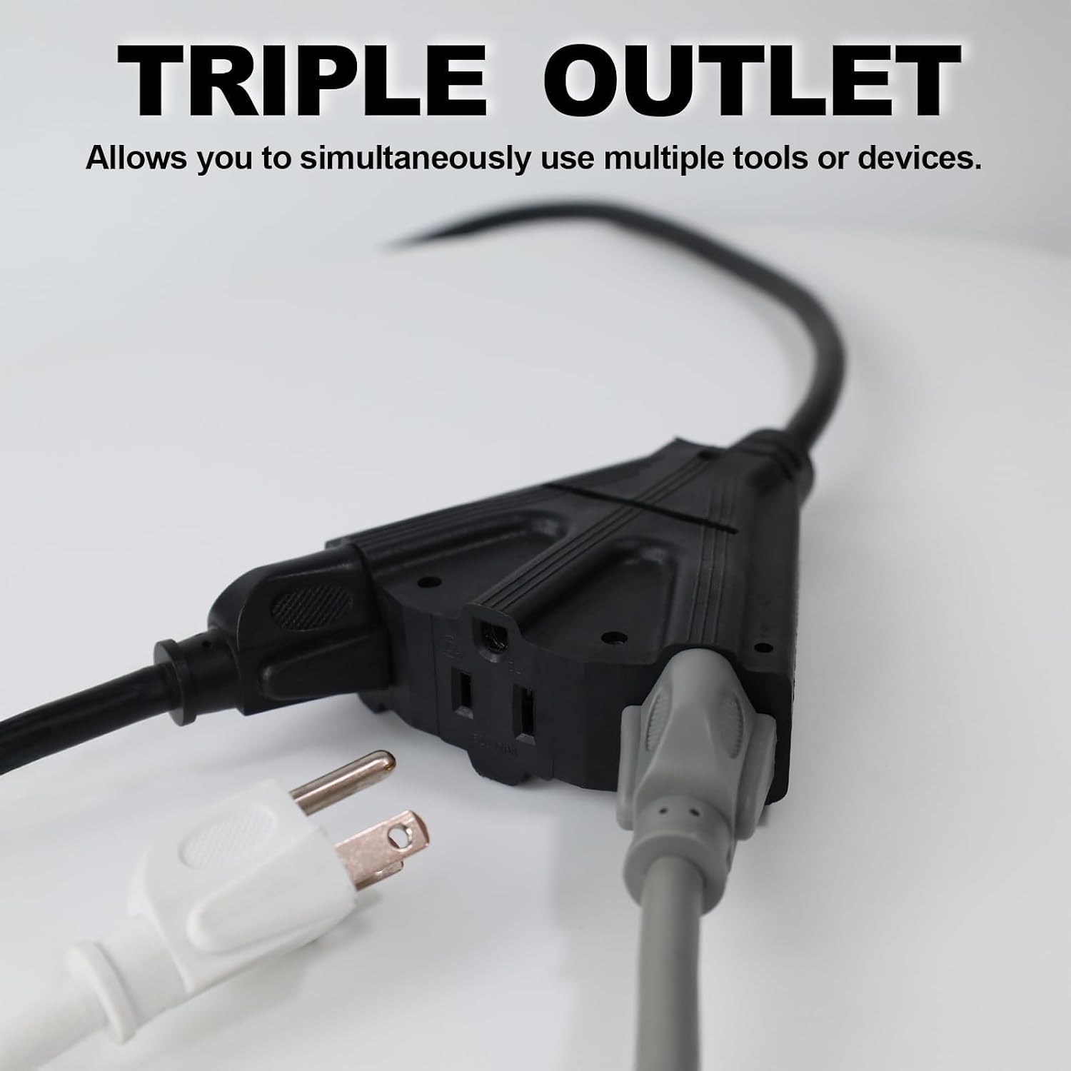 EP 6 Ft Outdoor Extension Cord 16/3 SJTW 3 Electrical Power Outlets, Black