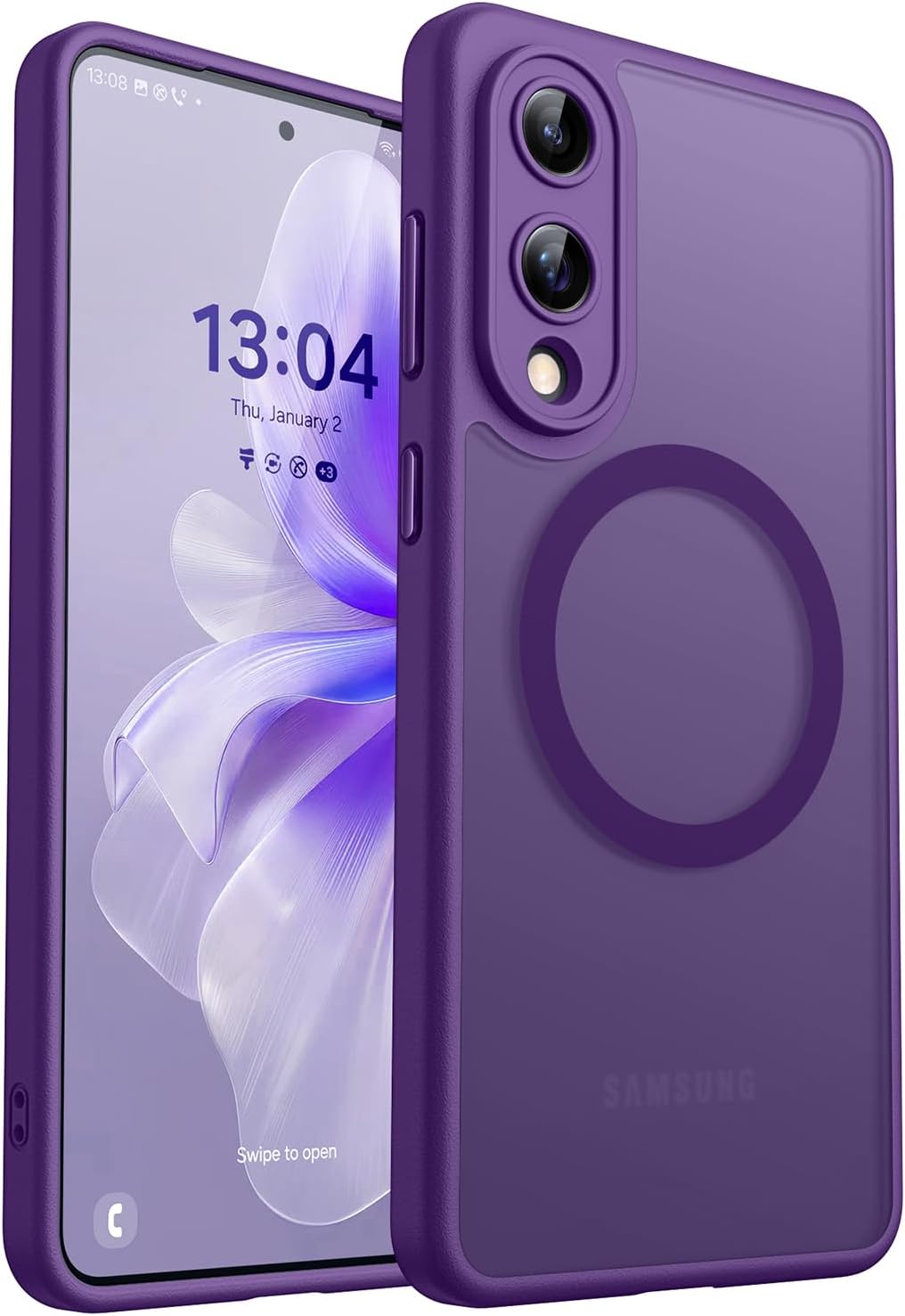 CANSHN Magnetic Shockproof for Samsung Galaxy S25 Edge Case Deep Purple