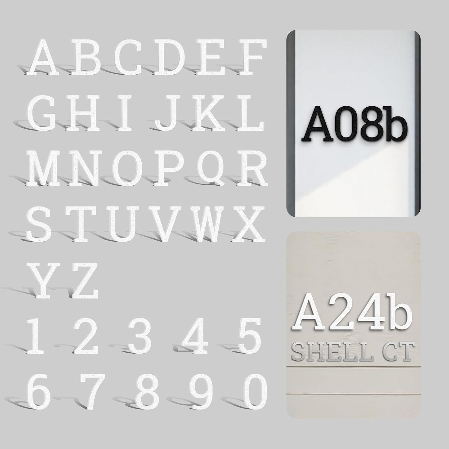Custom 4PCS Stainless Steel Floating House Numbers, 2-36 IN Metal House Numbers for Outside, Black/White/Silver Custom Door Number for Street, Garden, Apartment, Office (7)