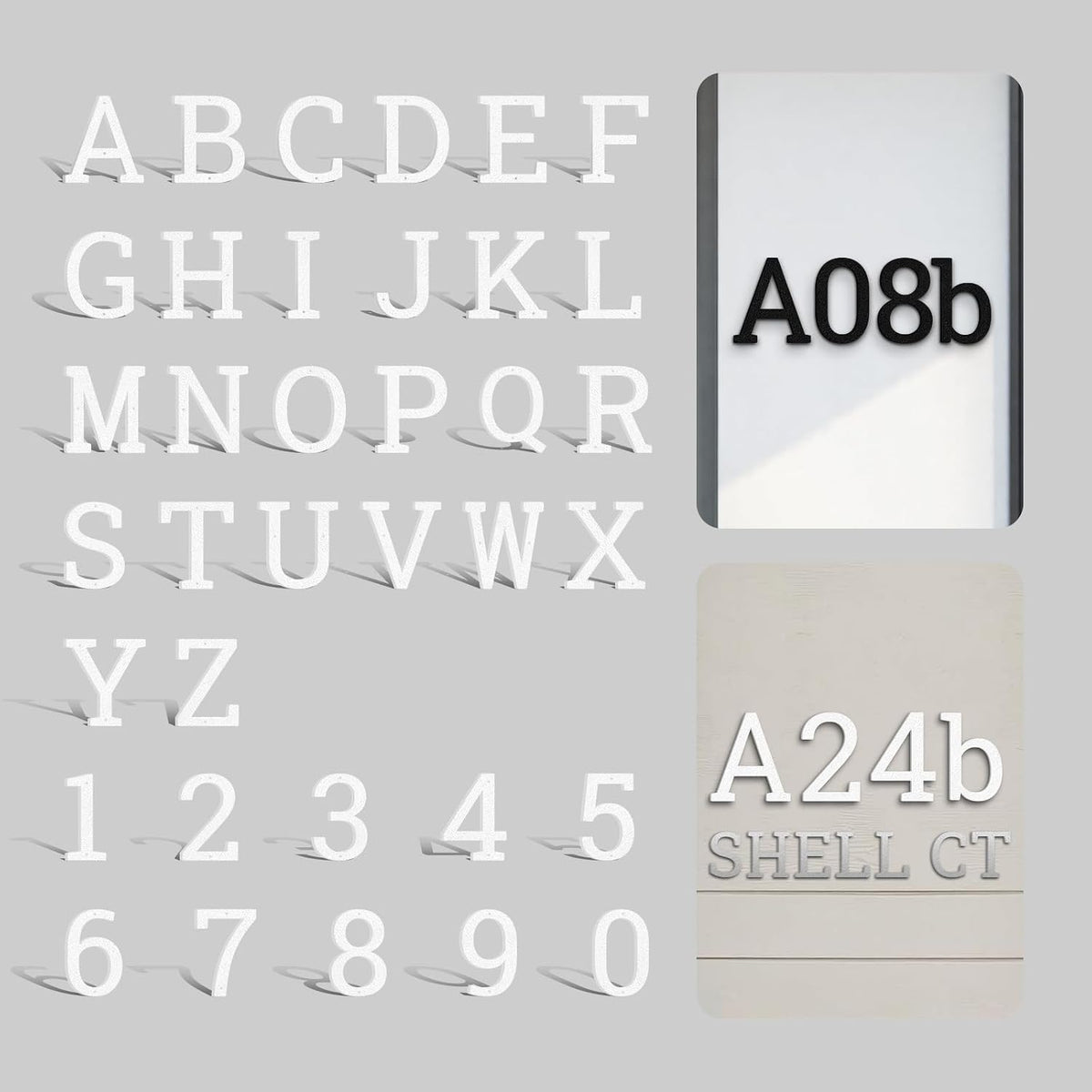 Custom 4PCS Stainless Steel Floating House Numbers, 2-36 IN Metal House Numbers for Outside, Black/White/Silver Custom Door Number for Street, Garden, Apartment, Office (7)
