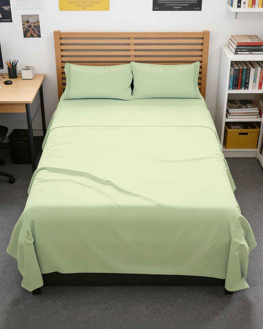 Full XL Sheets - 4 Piece Full XL Sheet Set - Breathable - Light Sage Green