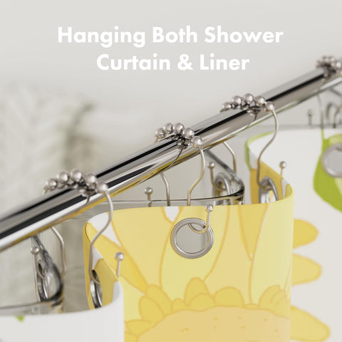 AmazerBath Shower Curtain Hooks, Shower Curtain Rings, Metal Nickel Shower Curtain Hooks Rust Proof, Smooth Glide Double Shower Hooks for Shower Curtain, Shower Rod Hooks 12Pcs