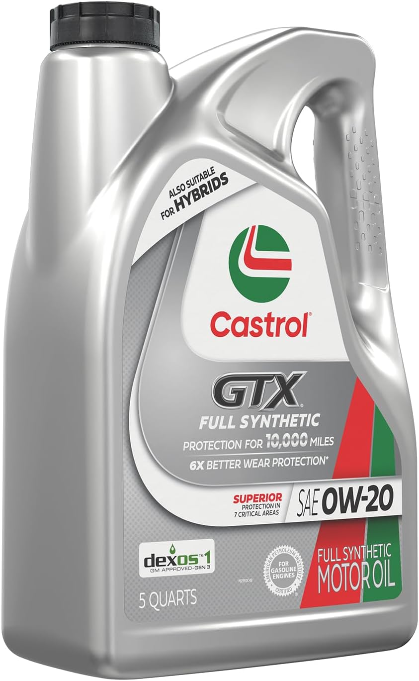Castrol GTX Full Synthetic 0W-20 Motor Oil, 5 Quarts