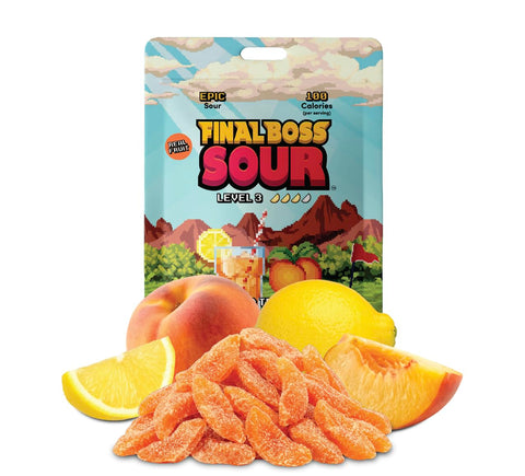 Final Boss Sour Fruit Candy, Lemon Iced Tea Peaches, Level 3 (1 Pack)