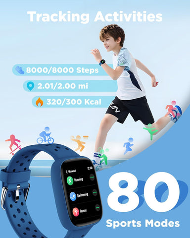 BIGGERFIVE Kids Smart Watch No Phone Needed, 1.8" Fitness Tracker Watch