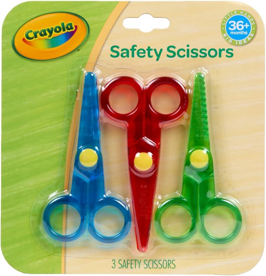 Crayola Toddler Safety Scissors (3pk), Blunt Tip Training Scissors for Preschool Learning Activities, Right & Left Handed, Toddler Arts & Crafts Essentials