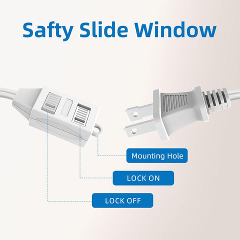 TiFFCOFiO Indoor Extension Cord, 2 Prong 6 Feet Extension Cord, 3 Polarized Outlets with Safety Slide Windows,13A/1625W, 16 AWG, 2 Packs