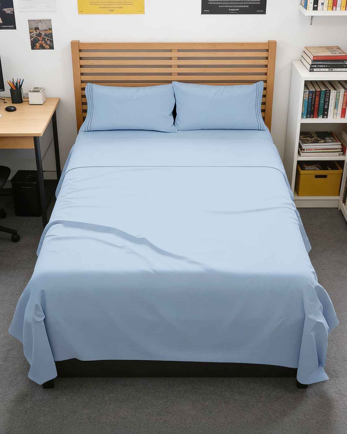 Full XL Sheets - 4 Piece Full XL Sheet Set - Cool & Breathable - Sky Blue