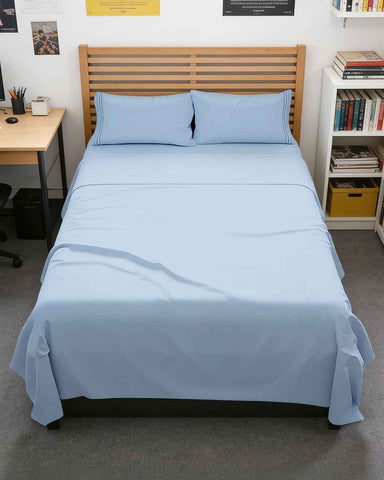 Full XL Sheets - 4 Piece Full XL Sheet Set - Cool & Breathable - Sky Blue