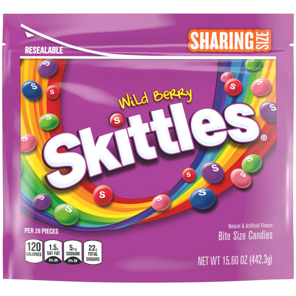 SKITTLES Wild Berry Chewy Candy, Share Size Candy Bag, 15.6 Oz