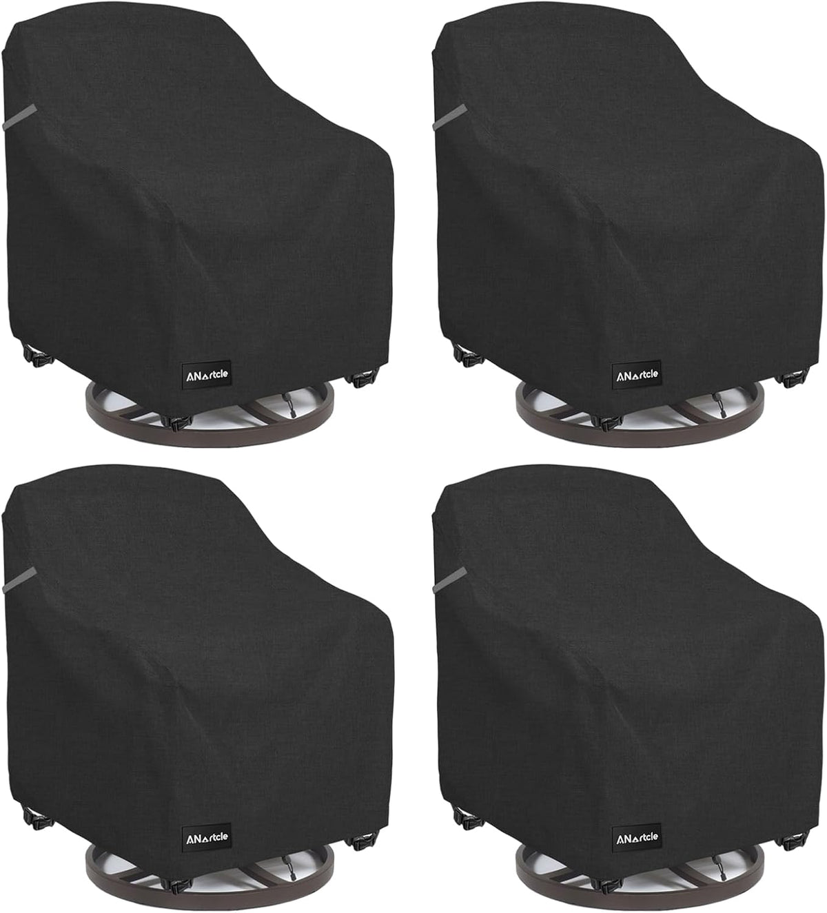 ANartcle Swivel Patio Chair Cover 4 Pack,600D Waterproof Heavy Duty Outdoor Chair Cover(28 W x 33 D x 36 H inches),Patio Furniture Covers,Outdoor Furniture Covers Waterproof,Black