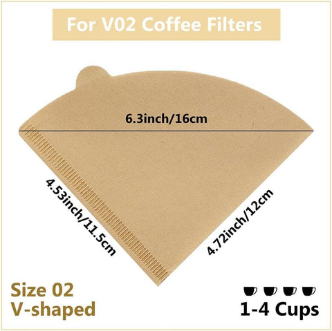 Cone Coffee Filters Size 02, 200 Count 1-4 Cups Unbleached V02 Disposable Coffee Filter Paper, Compatible with Conical Shaped Pour Over Coffee Dripper and Drip Coffee Maker