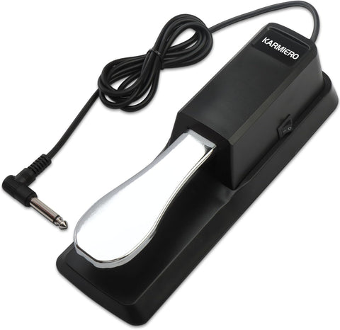 Sustain Pedal for Keyboard Universal, Premium Sustain Pedal, Piano Pedal for Keyboard with Polarity Switch for MIDI Keyboards, Digital Pianos, Yamaha, Casio and More, 1/4'' Input Plug by karmiero