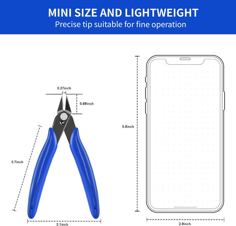 Micro Flush Cutter, 2-Pack Wire Cutters, 5“ Sharp Cutting Pliers