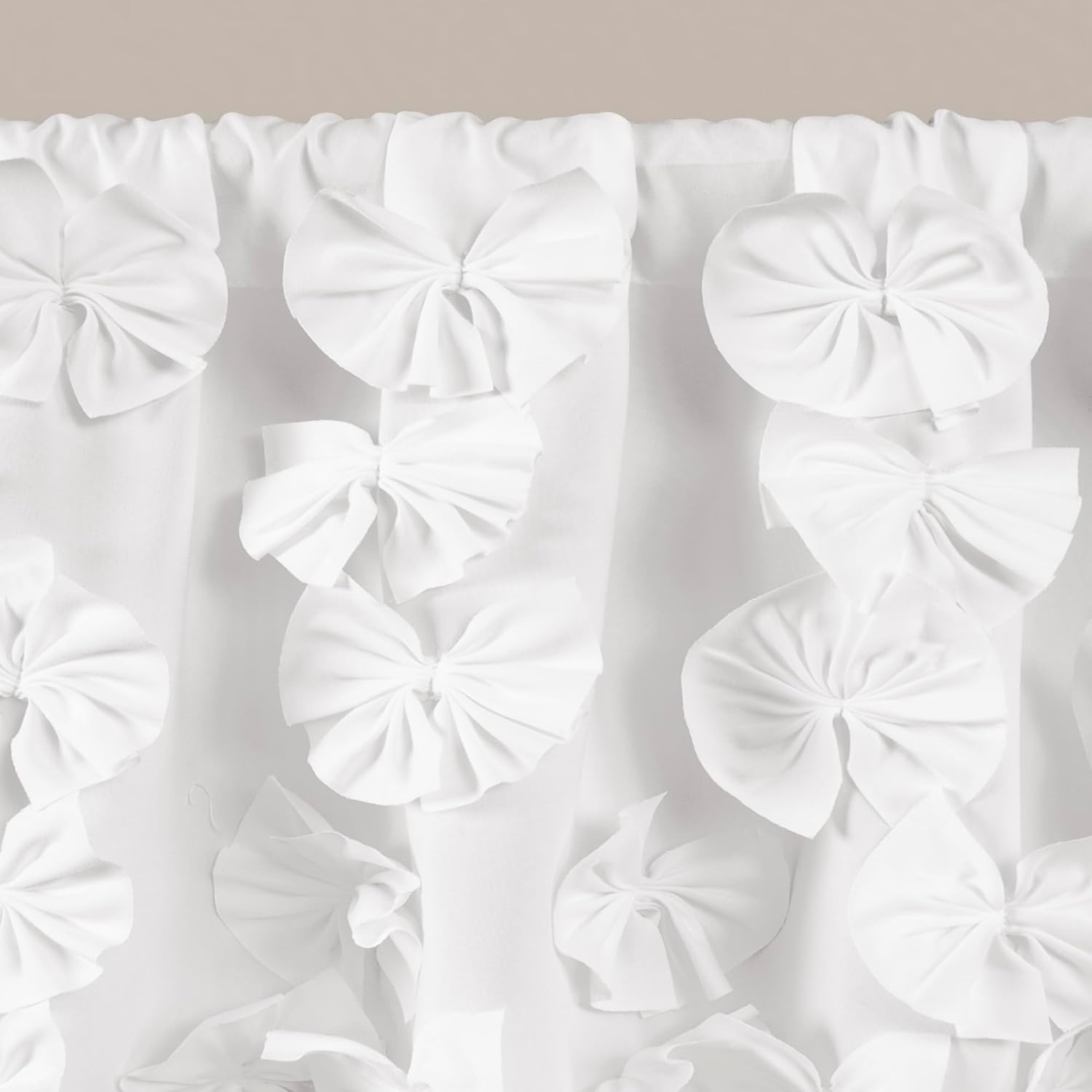 Lush Decor Riley Window Valance, Single 54" W x 18" L, White - Valance Curtains - Kitchen Valances for Windows - Bathroom Window Curtains
