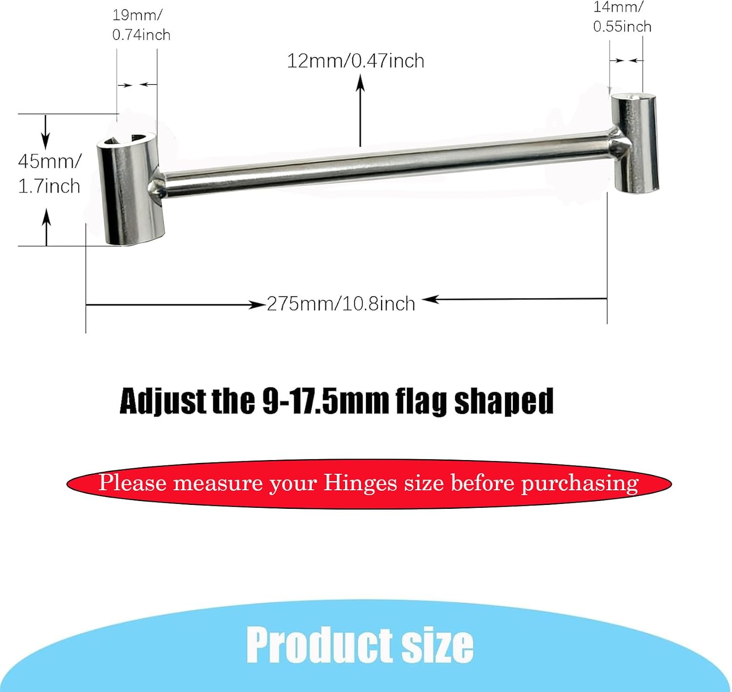 Door Hinge Gap Adjusting Wrench Tool, Upgraded Rolled Steel Door Hinges Adjustment Tool, 14-19mm Gap Adjusting Wrench, Rust-Proof Door Jamb Hinge Jig for Residential, Fire Doors, Light Sliver