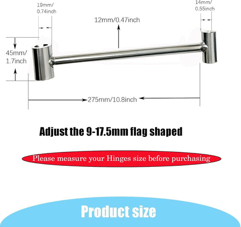 Door Hinge Gap Adjusting Wrench Tool, Upgraded Rolled Steel Door Hinges Adjustment Tool, 14-19mm Gap Adjusting Wrench, Rust-Proof Door Jamb Hinge Jig for Residential, Fire Doors, Light Sliver