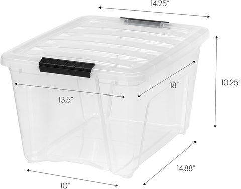 IRIS USA 6-Pack 32 Quart Storage Bins with Lids, Clear