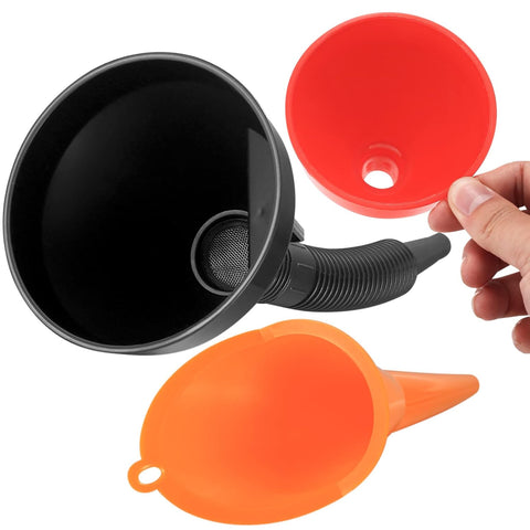 3 Pcs Automotive Funnels Set, Wide Mouth Fuel Funnels,Oil Funnel Set