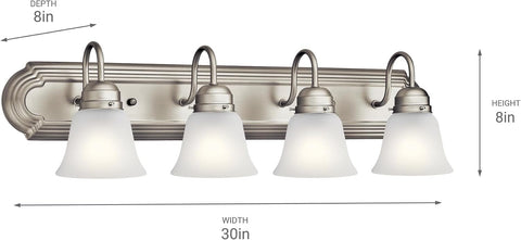 Kichler 4-Light Bathroom Vanity Light, Brushed Nickel