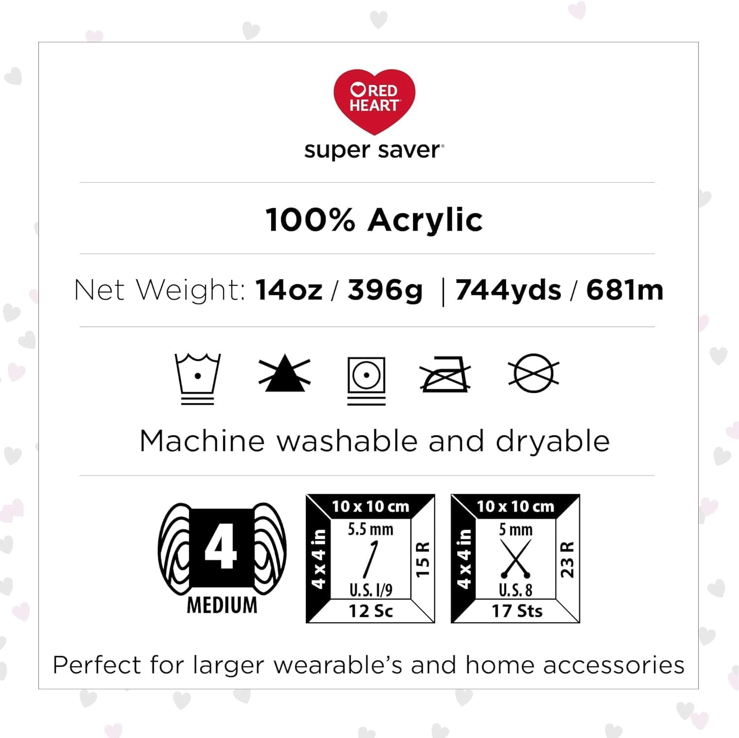Red Heart Super Saver Ombre Yarn for Crocheting, Light Pink, 2-Pack