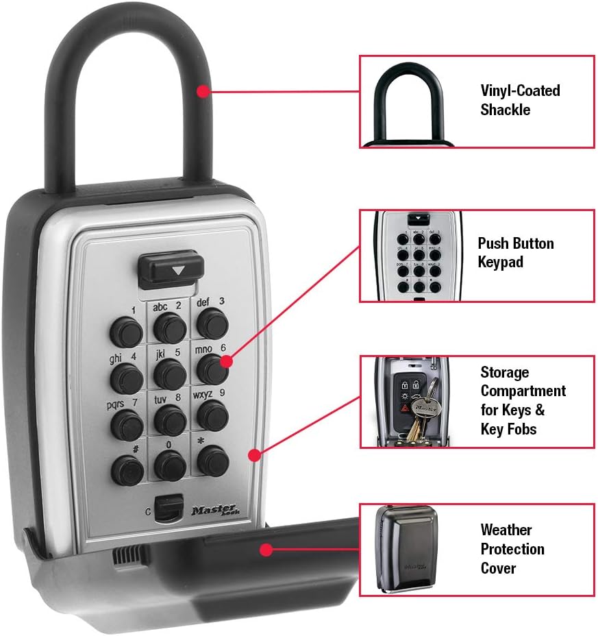 Master Lock Push Button Key Lock Box, Indoor Outdoor 5 Keys 2-Pack 5422EC2