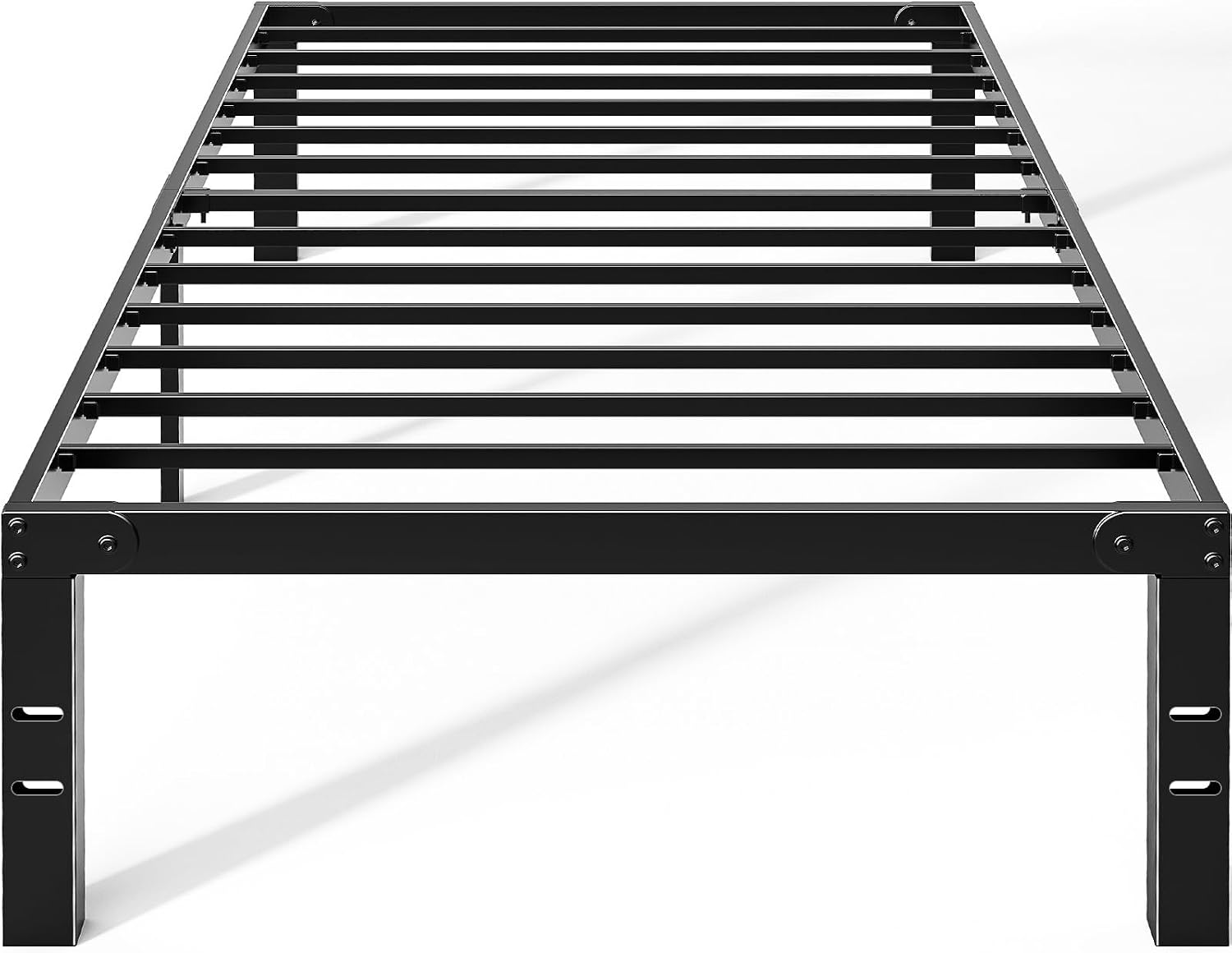 OLIXIS Twin Metal Platform Bed Frame - 14in High Heavy Duty Mattress Foundation with Storage Space, No Box Spring Needed, Sturdy Steel Slat Support, Easy Assembly, Black
