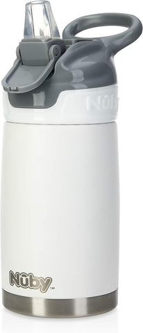 Nuby Thirsty Kids No Spill Flip-It Reflex Stainless Steel Travel Cup or Water Bottle - 10 Oz - 18+ Months - Aqua Mint - Back to School Essentials