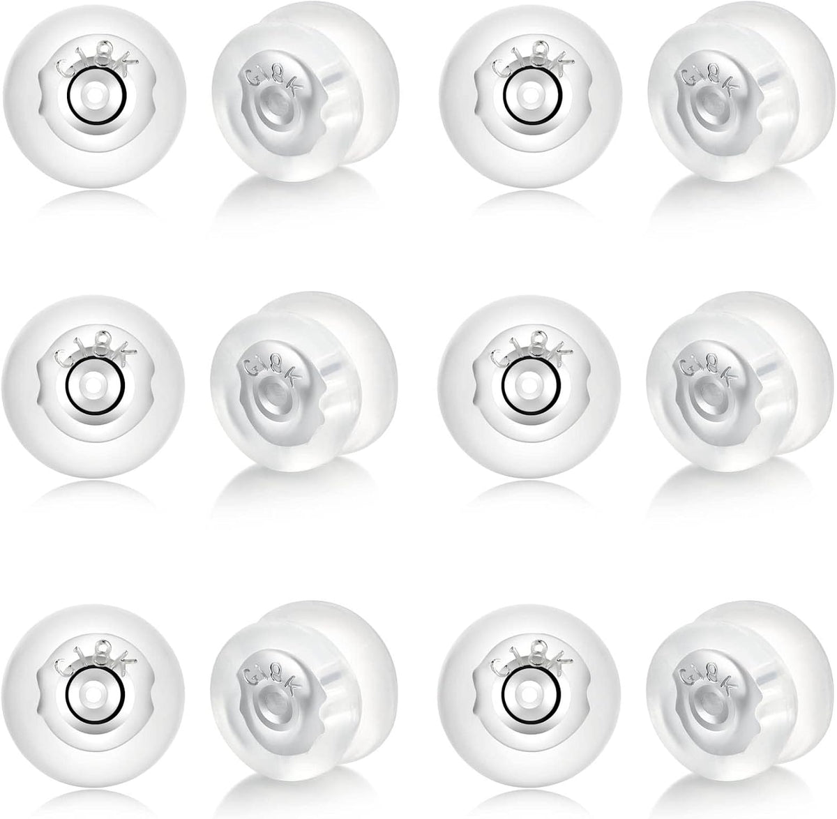 Earring Backs,18K Gold Silicone Earring Backs Replacements for Studs/Droopy Ears,Locking Secure Earrings Back for Heavy Earrings,No-Irritate Hypoallergenice Soft Clear Support Backings for Adults