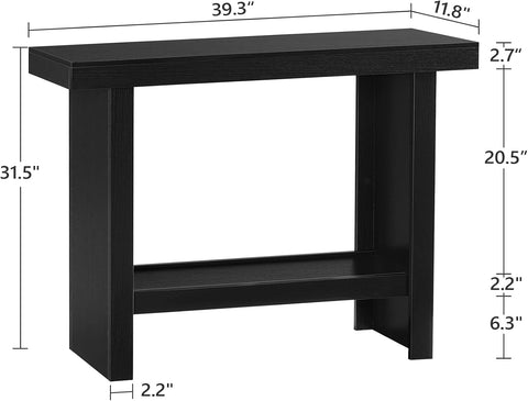 MAHANCRIS Modern Console Table, 39.4" Black Rectangular Entryway Table