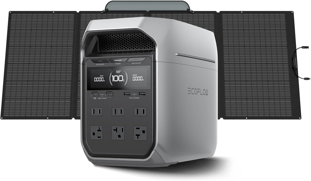 EF ECOFLOW Solar Generator DELTA 3 Plus with 400W Solar Panel, 1024Wh 1800W