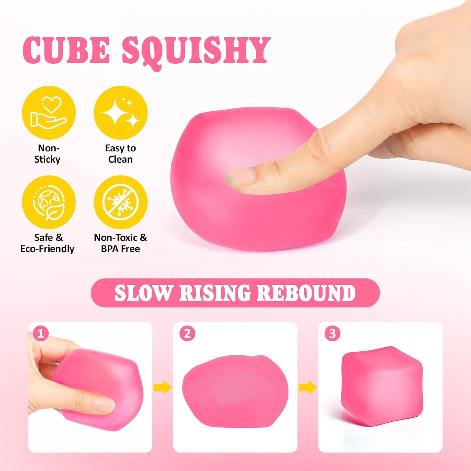 VISCOO 1 Pack Stress Cube, Slow Rising Cube Squishy for Anxiety Relief