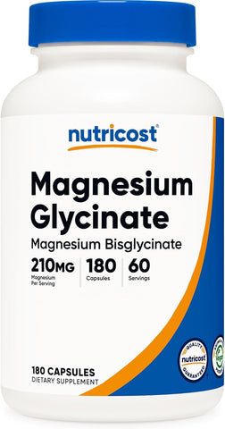 Nutricost Magnesium Glycinate Capsules, 180 Capsules, 210mg
