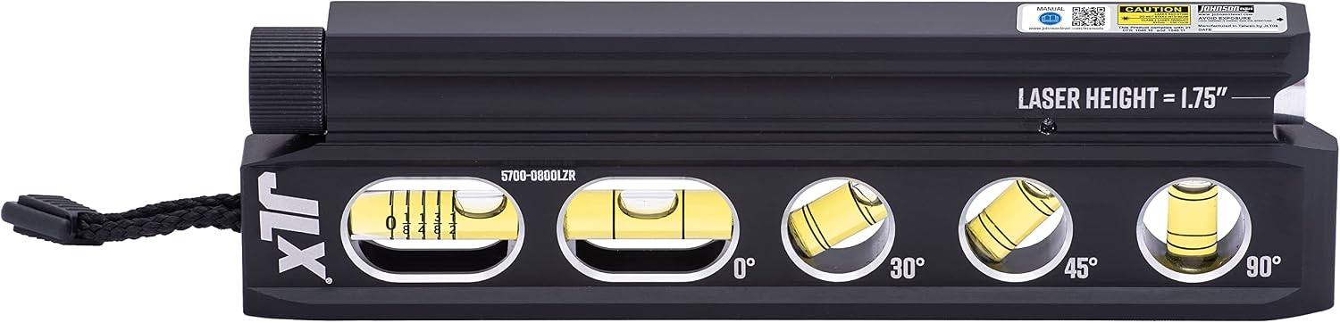 Johnson Level & Tool 5700-0800LZR 8" Magnetic Billet Torpedo Laser Level with GreenBrite Technology (Class II, <1mW)