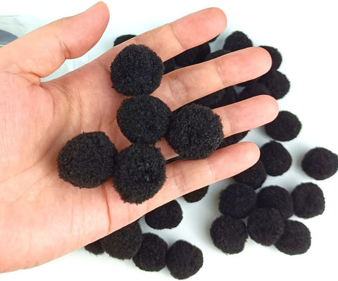 200 Pieces Pom Poms, 1 Inch Craft Pom Poms, Fuzzy Pompom Puff Balls for DIY Arts, Crafts Projects, Home Decorations (Black-1)