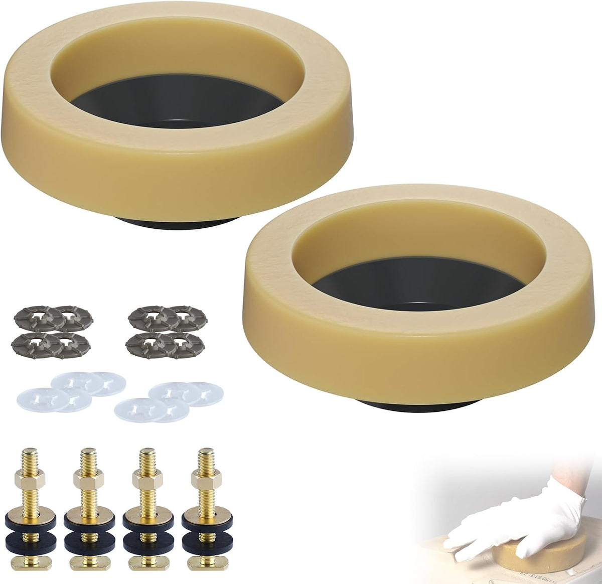 Hibbent 2 Pcs Toilet Wax Ring Replacement Kit, Wax Ring for Toilet