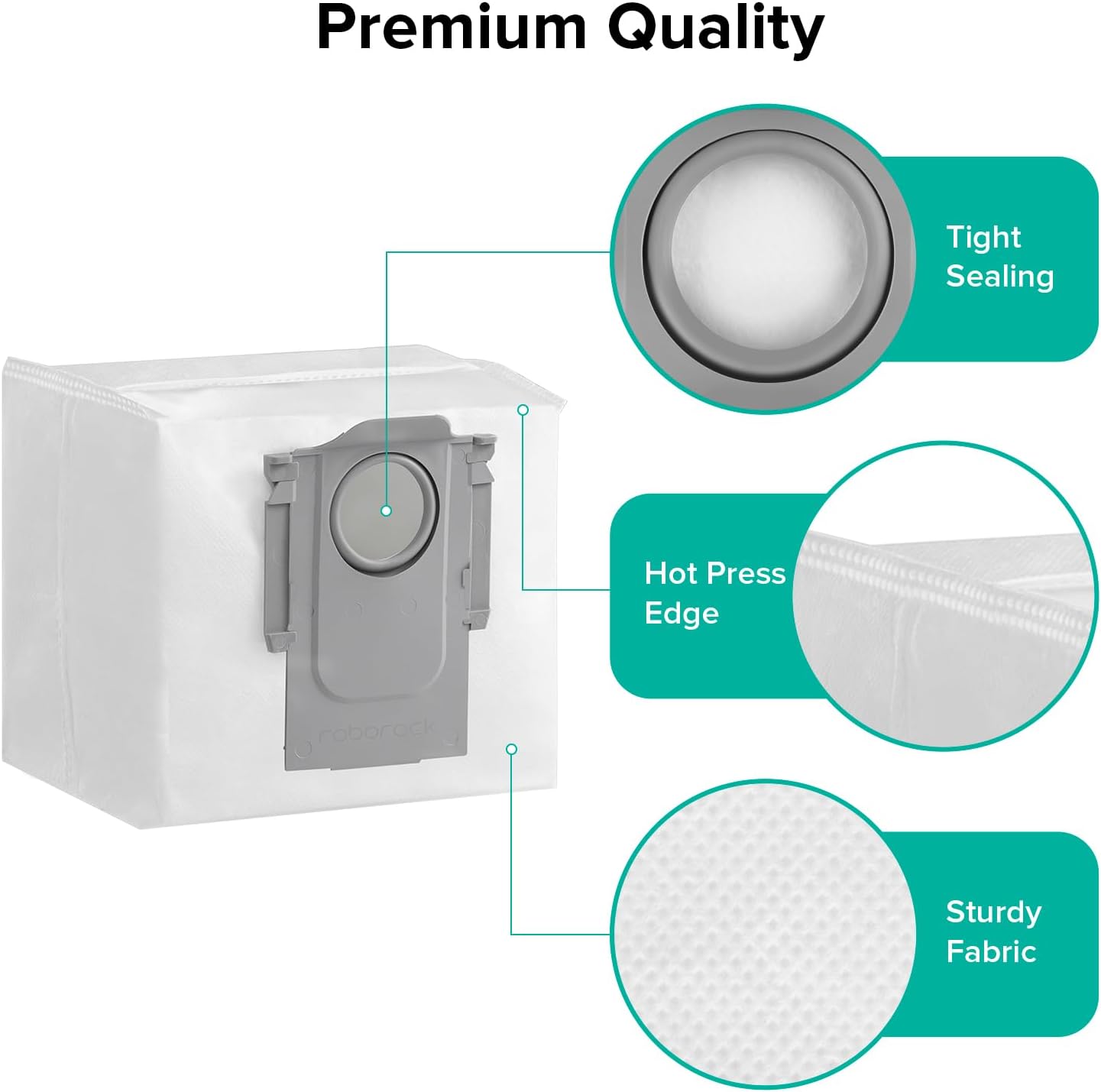 Roborock 6-Pack Disposable Dust Bags for Robot Vacuum Cleaner S8 Pro Ultra, S7 Max Ultra, S7 MaxV Ultra, S8+, Q5 Max+, Q5 DuoRoller+, Q5 Pro+, Q7 Max+, Q8 Max+, Q5 Max+, Q5+, Q10 S5+, Q10 X5+, Q7 M5+