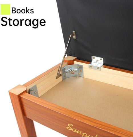 Sanpuli Solid Wood Duet Piano Bench with Storage, Piano Stool and Padded Cushion, Keyboard Bench with Bookcase, Piano Chair and Piano Seat with High-Density Sponges.