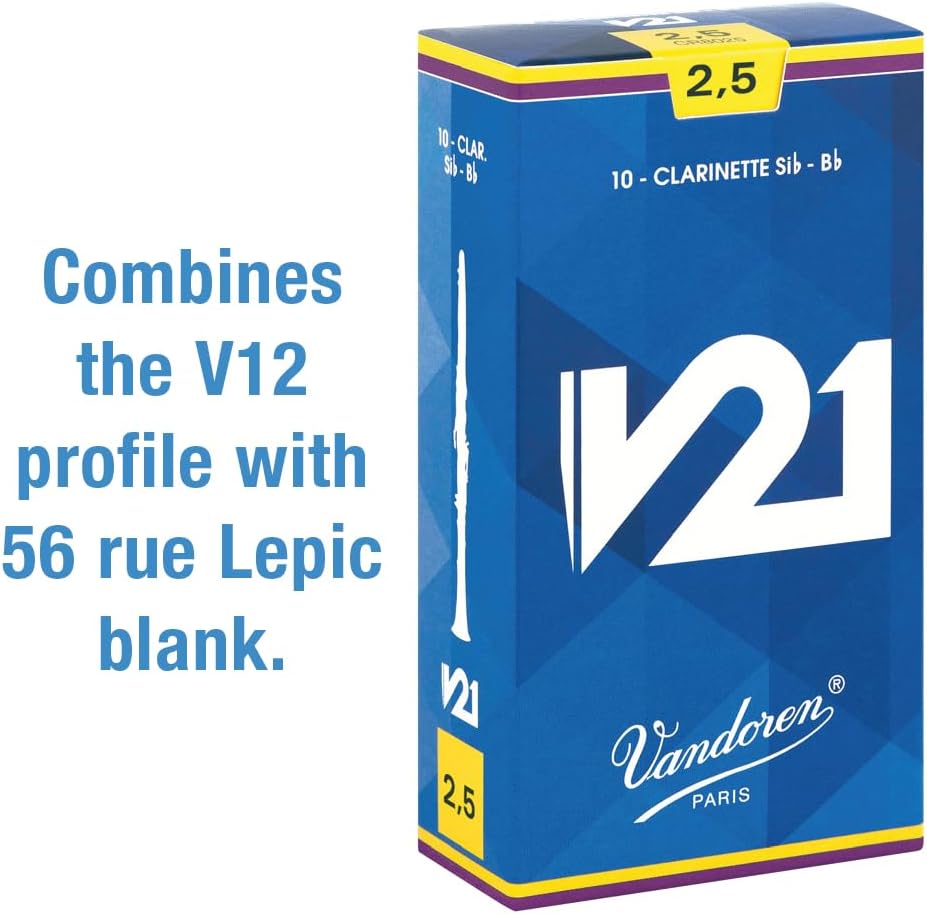 Vandoren CR8025 Bb Clarinet V21 Reeds Strength 2.5, Box of 10